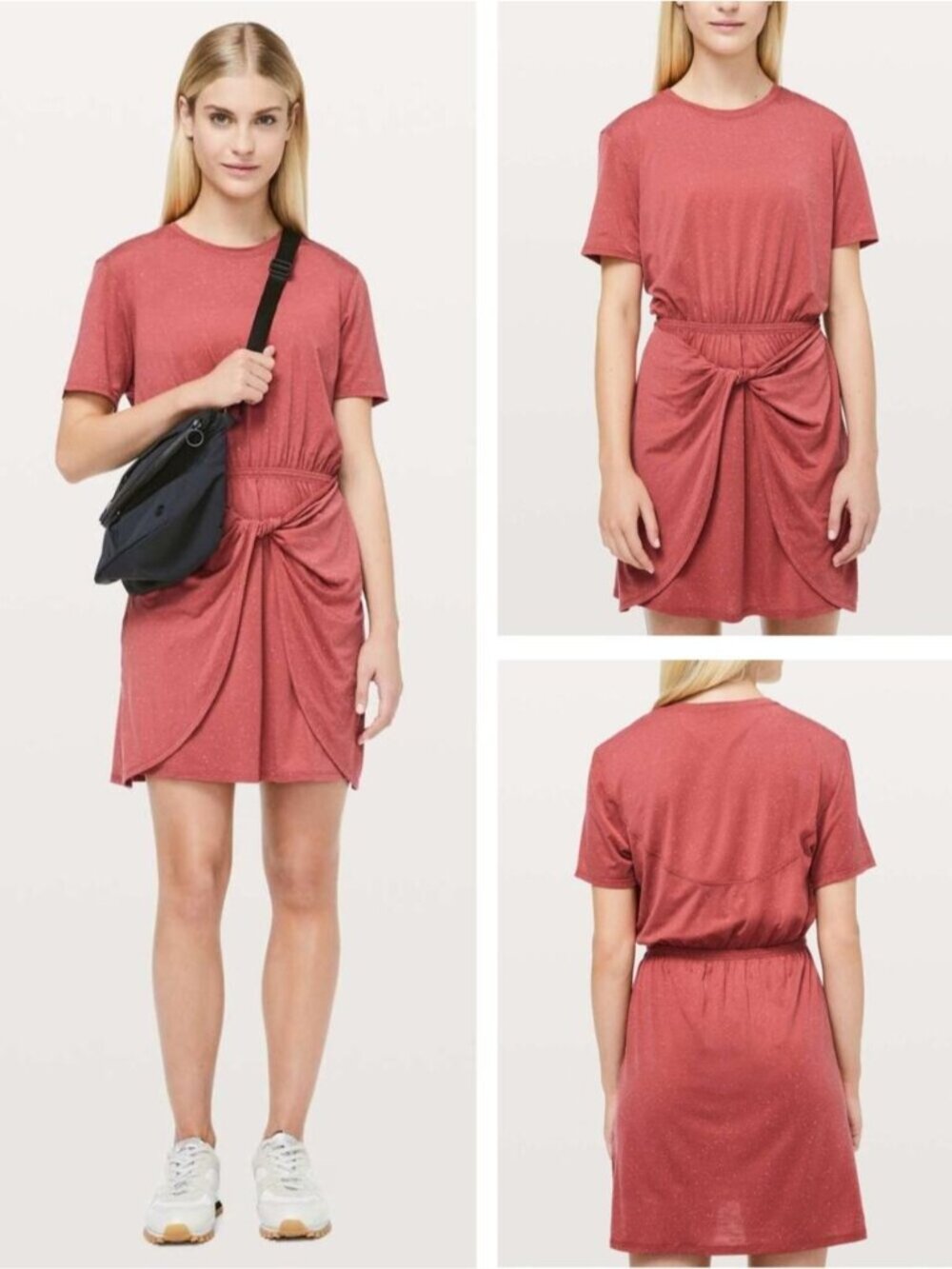 LULULEMON Unwind Your Mind Dress Size 12 Brick Rose / White